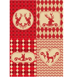 Christmas deers with patterns vector image