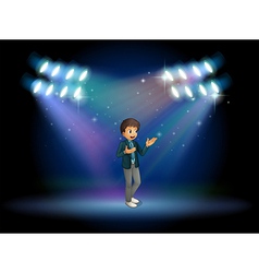 A teenager in the middle of the stage vector image