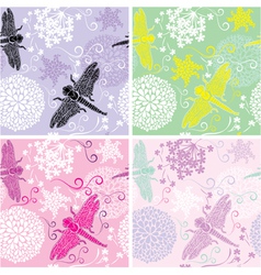 Set of four floral seamless patterns with flowers Set of four floral seamless patterns with flowers vector image