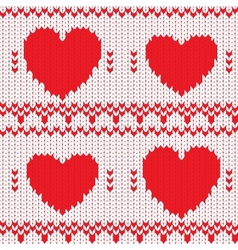 Knitted textile decorative valentine hearts vector image