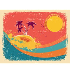 Vintage tropical card on old paper texture vector image