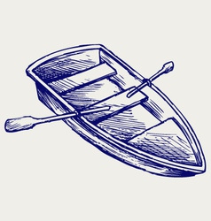 Wooden boat with paddles vector image