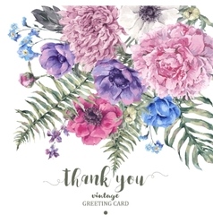 Vintage floral greeting card with anemones vector image