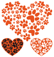 Animal paws heart vector image