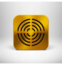 Technology App Icon with Gold Metal Texture vector image