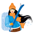 Girl with skis vector image