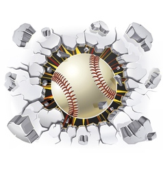 Baseball and Old Plaster wall damage vector image
