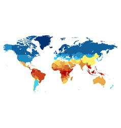 World map with countries colored from equator vector image