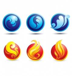 Fire and water web icons vector image