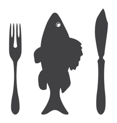 Cutlery knife fork fish - vector image