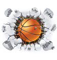 Basketball and Old Plaster wall damage vector image