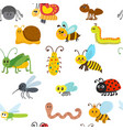 Cute cartoon seamless pattern with insects Cute cartoon seamless pattern with insects vector image