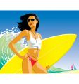 Girl with a surfboard vector image