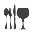 Cutlery spoon knife fork glass vector image