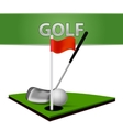 Golf Ball Club and Green Grass Emblem vector image
