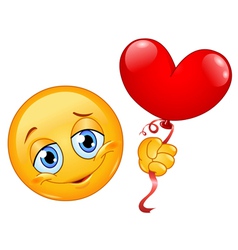 Emoticon with heart balloon vector image