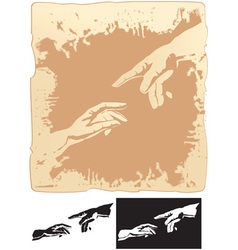 Two hands stylized for michelangelo creation mural vector image