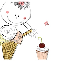 Girl with ice cream vector image