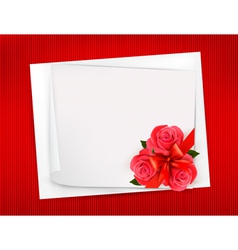 Holiday background with sheet of paper and red vector image