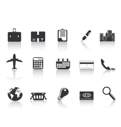 Black business icons vector image