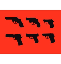 Hand guns silhouettes vector image