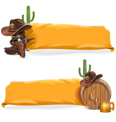 Cowboy billboards with yellow flag vector image
