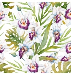 Watercolor tropical pattern vector image