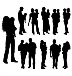 Silhouette happy jumping family Royalty Free Vector Image