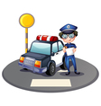 A police officer beside his patrol car vector image
