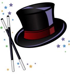 Magicians top hat and wand vector image