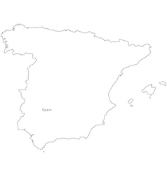 Black White Spain Outline Map vector image