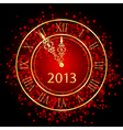 Red and gold New Year clock vector image