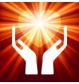 Heart in open hands vector image