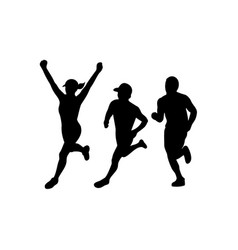 Marathon runners silhouette collection set vector image