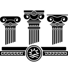 Ionic columns and pattern stencil vector image