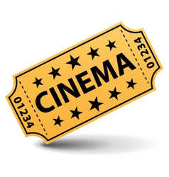 Yellow cinema ticket vector image