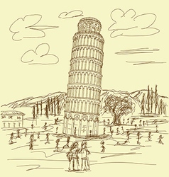 Leaning tower of pisa vintage vector image