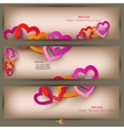 Set of three banners with paper hearts valentines vector image