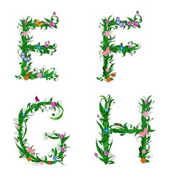 Summer floral alphabet letters vector image