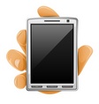 Modern mobile phone in hand vector image