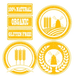 Food orange rubber stamps labels collection for vector image