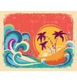 Vintage tropical card on old paper texture vector image