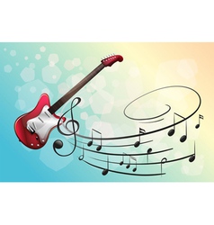 A red electric guitar with musical notes vector image