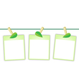Blank Photos with Green Leaves on Clothesline vector image