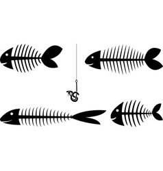 Set of fish sceletons vector image