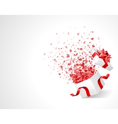Open gift with fireworks from heart confetti vector image