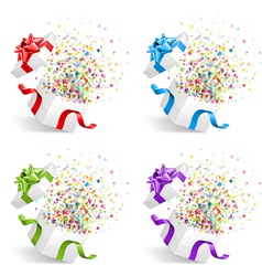Open gift with fireworks set vector image