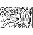Bicycle part silhouettes vector image