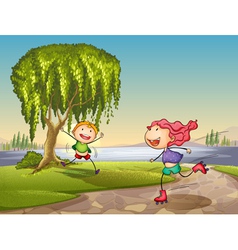 Lakeside Kids playing vector image