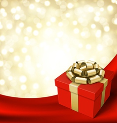 Gift box with ribbon on curtain vector image